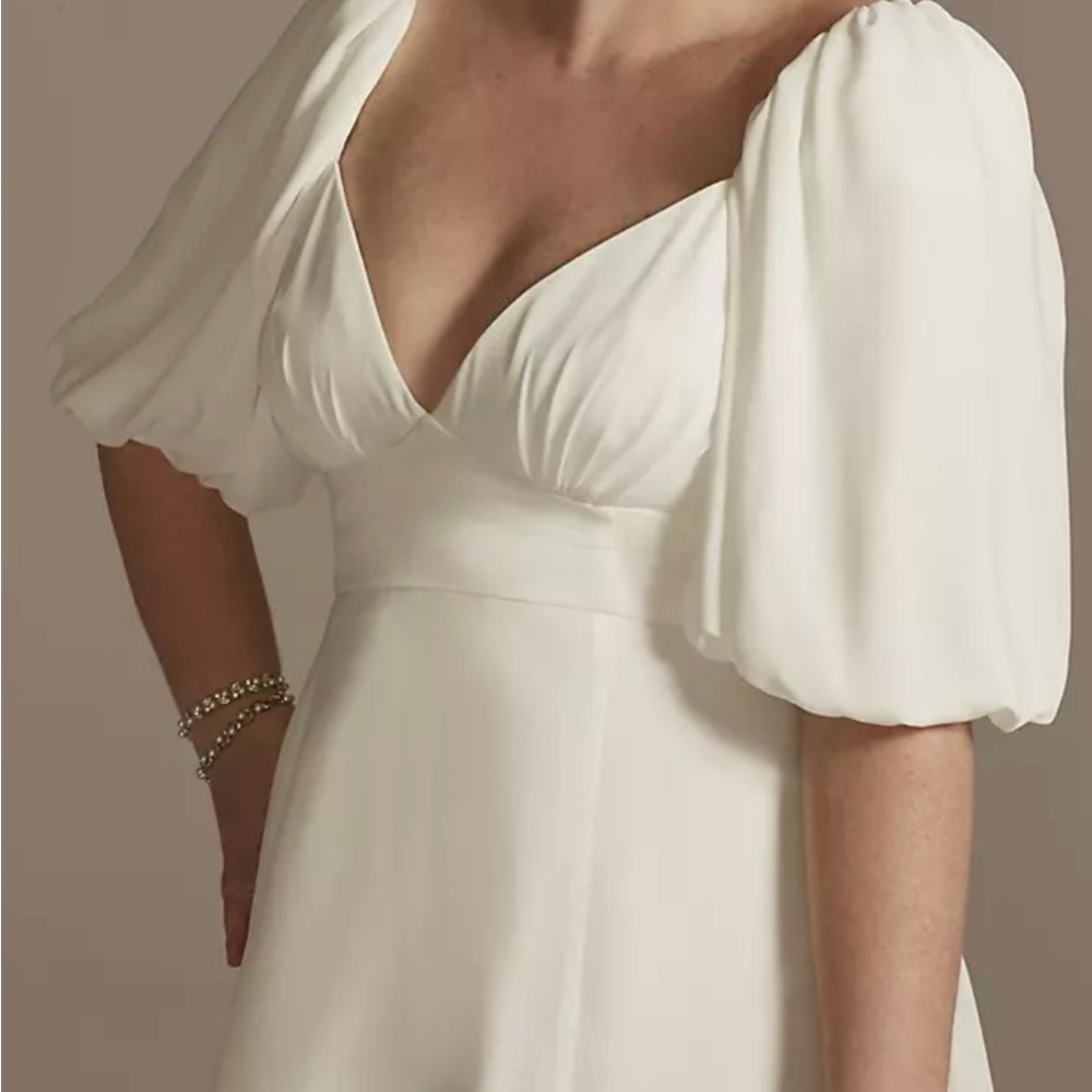 Elegant White Puff Sleeve Dress